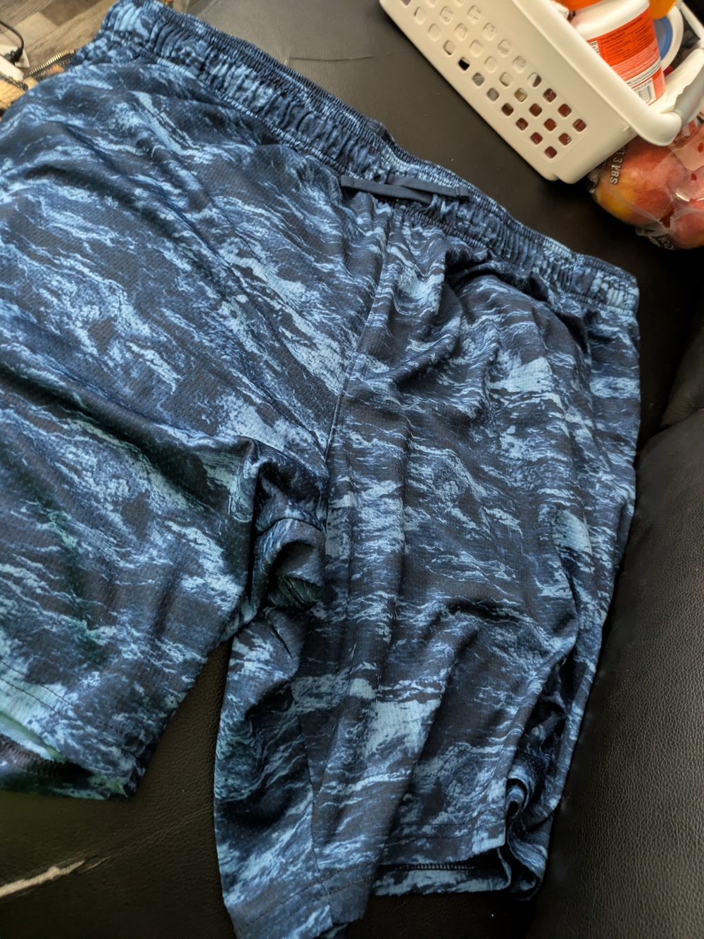 Athletic Works Blue Camouflage-Style Swim Trunks